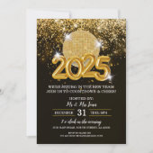 Silvester Party Schwarz und Gold Einladung (Vorderseite)