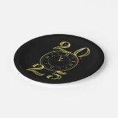 Silvester Party Schwarz und Gold Pappteller (Schrägansicht)