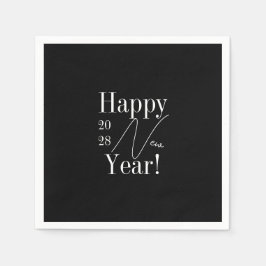 Silvester Party Schwarz-Weiß Serviette