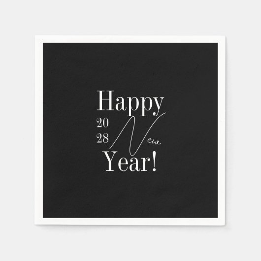 Silvester Party Schwarz-Weiß Serviette (Vorderseite)