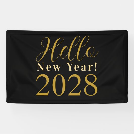 Silvester Party Schwarzes Gold Banner (Horizontal)