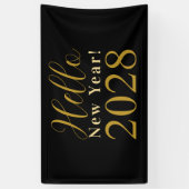 Silvester Party Schwarzes Gold Banner (Vertikal)