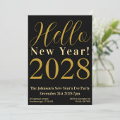 Silvester Party Schwarzes Gold Einladung (Stehend Vorderseite)