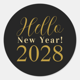 Silvester Party Schwarzes Gold Runder Aufkleber