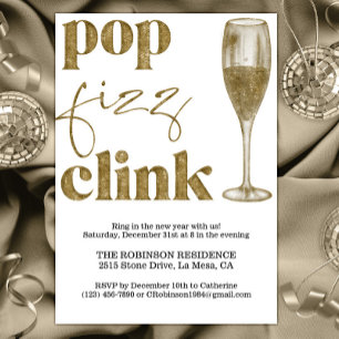 Silvester Party Sparkle Gold Cheers Einladung