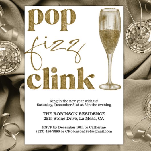 Silvester Party Sparkle Gold Cheers Einladung