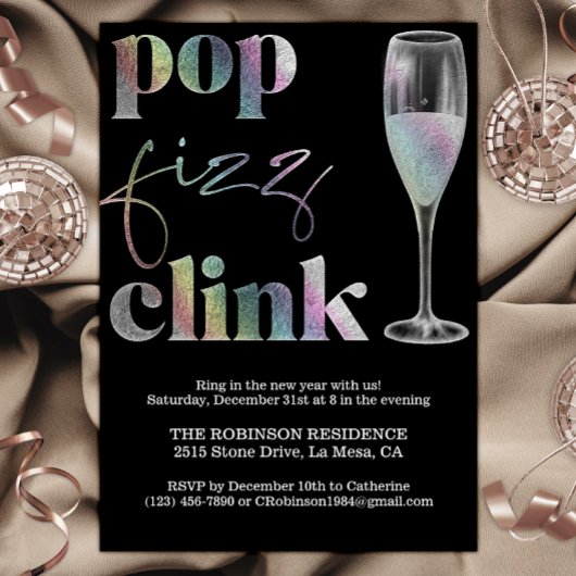 Silvester Party Sparkle Rainbow Cheers Einladung