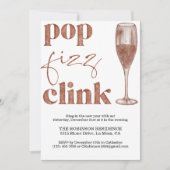 Silvester Party Sparkle Rose Gold Cheers Einladung (Vorderseite)