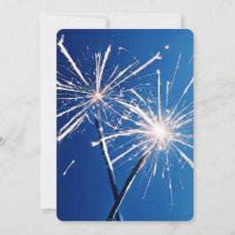 Silvester-Party-Sparkler auf blau Einladung