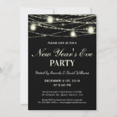 Silvester Party String Lights Jars Black Einladung (Vorderseite)