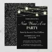 Silvester Party String Lights Jars Black Einladung (Vorne/Hinten)