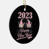 Silvester Party Supplies 2023 Gnome Happy Keramik Ornament (Rechts)