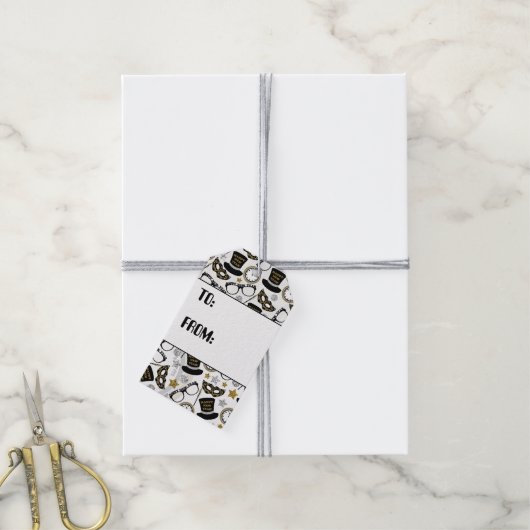 Silvester-Party-Tags Geschenkanhänger (Mit Garn)