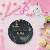 Silvester-Party-Teller - Blaue Uhr Pappteller (Party)