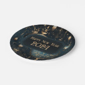 Silvester-Party-Teller - Blaue Uhr Pappteller (Schrägansicht)