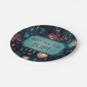 Silvester Party Teller - farbenfrohe Uhrengestaltu (Schrägansicht)