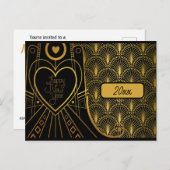 Silvester Party Vintag Art Deco Einladung Postkarte (Vorne/Hinten)