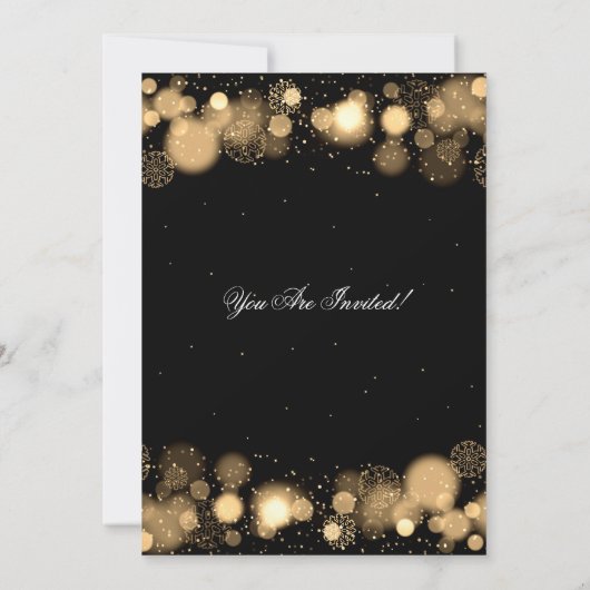 Silvester Party Winter Wonder Gold Einladung (Rückseite)