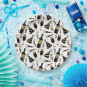 Silvester-Partygetränkmuster-Papierplatte Pappteller (Party)