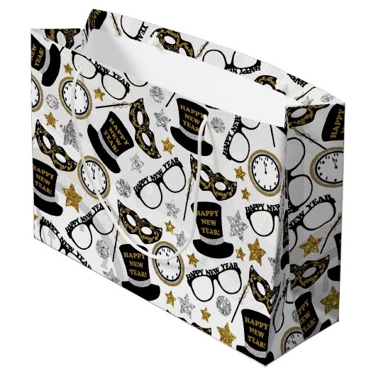 Silvester-Partymischmustertasche Große Geschenktüte (Rückseite Schrägansicht)