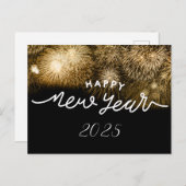 SILVESTER POSTCARD MIT GOLDENEN TONNEN POSTKARTE (Vorne/Hinten)