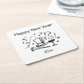 Silvester Rechteckiger Pappuntersetzer (angewinkelt)