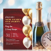 Silvester Red Gold Shimmersequenzen Balloons Einladung