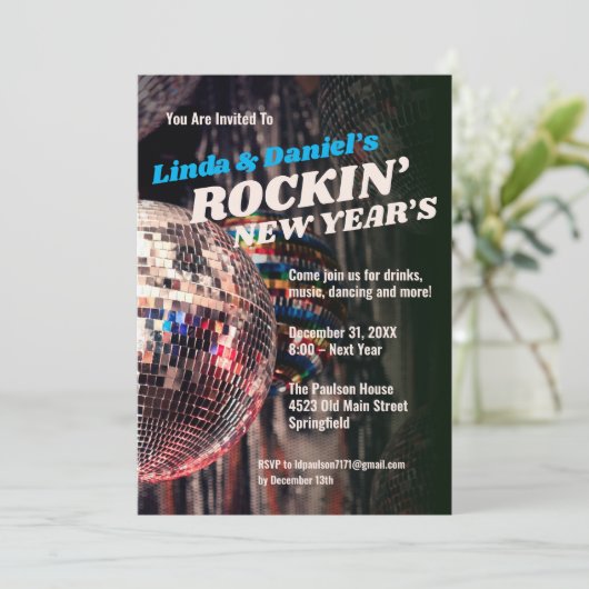 Silvester Retro Einladung (Stehend Vorderseite)