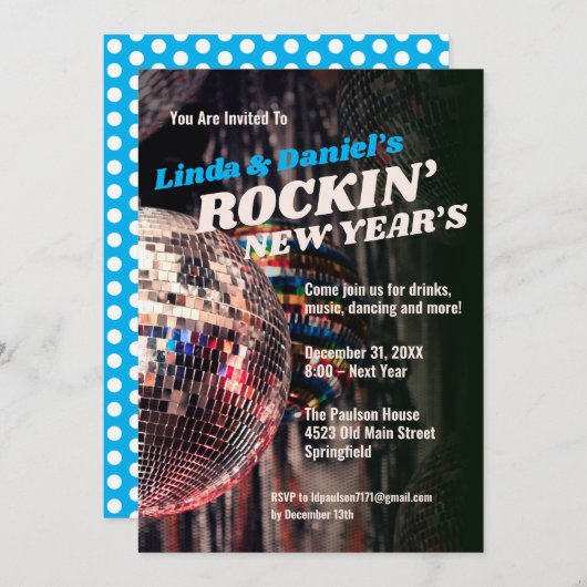 Silvester Retro Einladung (Vorne/Hinten)