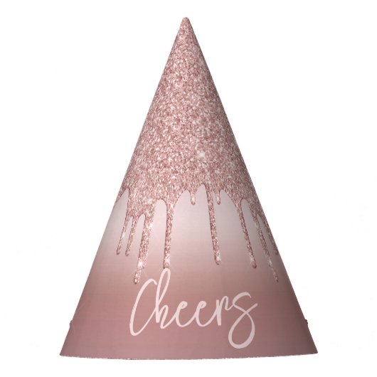 Silvester Rose Gold Glitzer Tropfen Partyhütchen (Vorderseite)