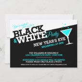 Silvester Schwarz-Weiß-Party Einladungen (Vorderseite)