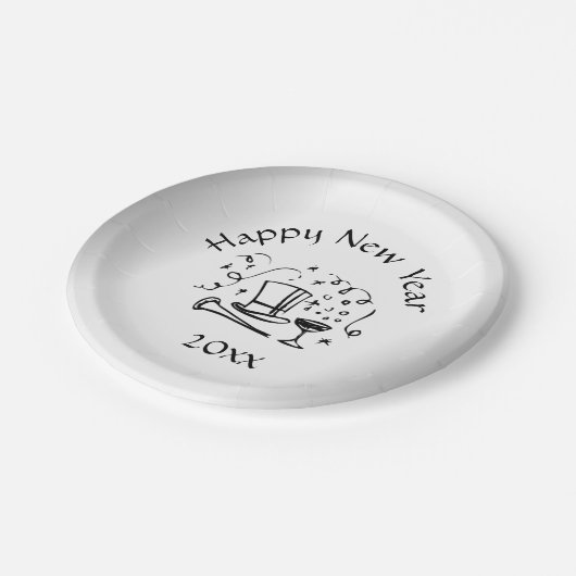 Silvester Silver Dating Pappteller (Schrägansicht)