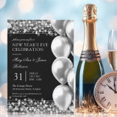 Silvester Silver Glanz Lichtballons Einladung