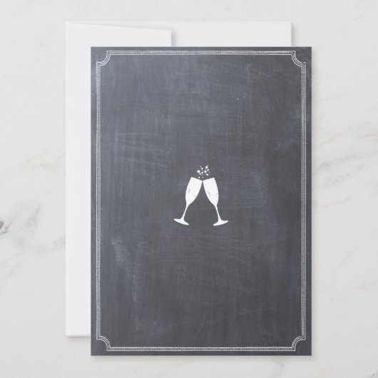 Silvester Top Hat Chalk Einladung (Rückseite)