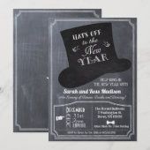 Silvester Top Hat Chalk Einladung (Vorne/Hinten)