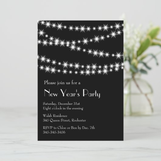 Silvester-Twinkellicht Einladung (Stehend Vorderseite)