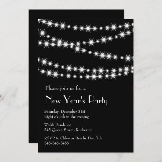 Silvester-Twinkellicht Einladung (Vorne/Hinten)