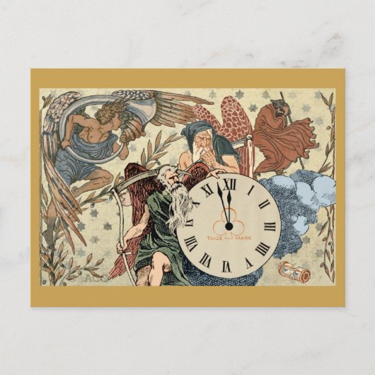 Silvester Vater Zeit Postkarte (Vorderseite)