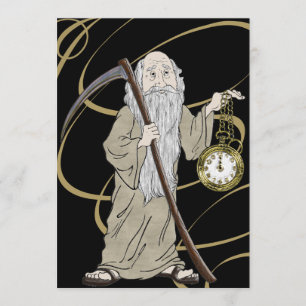 Silvester Vaterzeit und seine Uhr Einladung