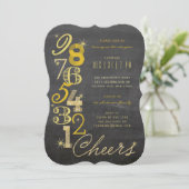 Silvesterabend Chalkboard Feierabend Einladung (Stehend Vorderseite)