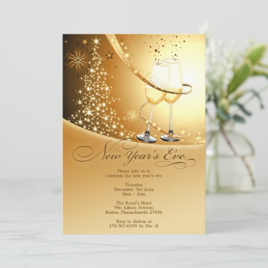 Silvesterabend-Feier-flache Einladung (Stehend Vorderseite)