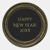 Silvesterabend in den 20er Jahren Schwarzer Glitze Runder Aufkleber (Vorderseite)