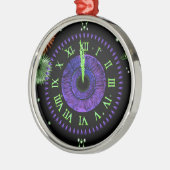 Silvesterabend Iris Uhr Lila Metallverzierung Ornament Aus Metall (Links)