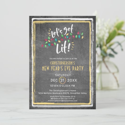 Silvesterabend: LIT-Party Einladung (Stehend Vorderseite)