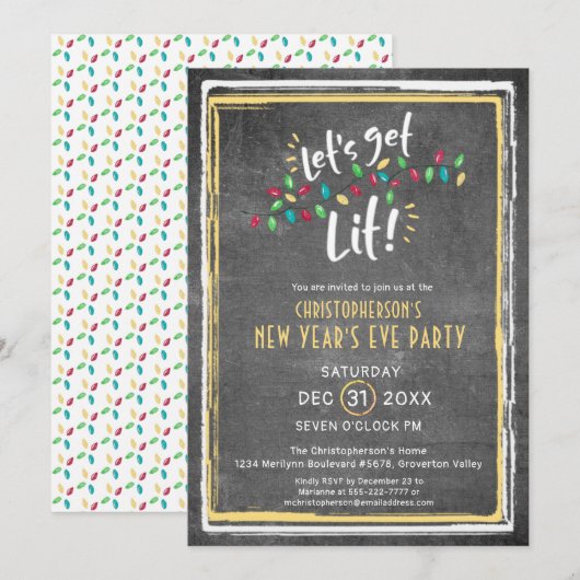 Silvesterabend: LIT-Party Einladung (Vorne/Hinten)