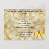 Silvesterabend mit Champagnerbrille Ankündigungspostkarte (Vorderseite)