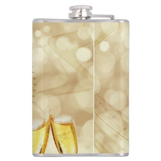 Silvesterabend mit Champagnerbrille Flachmann (Rückseite)