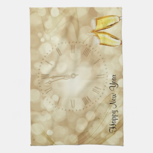 Silvesterabend mit Champagnerbrille Geschirrtuch (Vertikal)