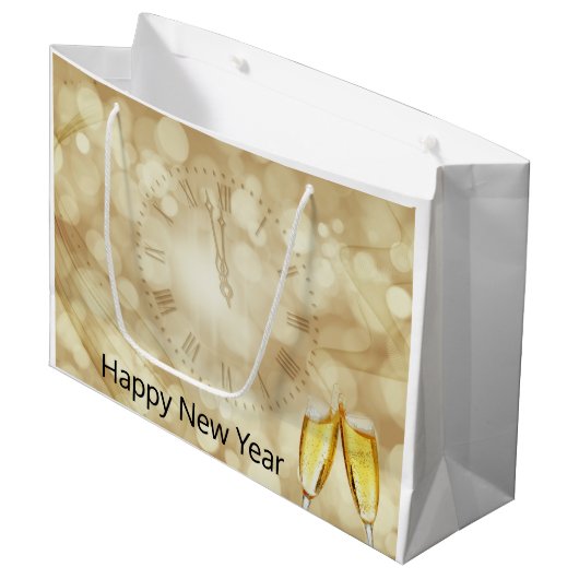 Silvesterabend mit Champagnerbrille Große Geschenktüte (Vorderseite Schrägansicht)