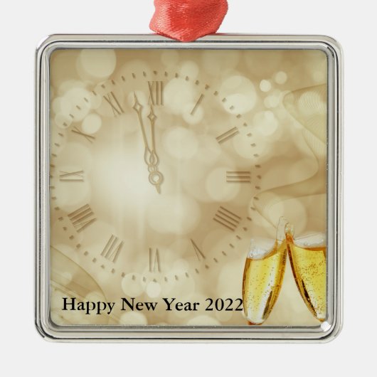 Silvesterabend mit Champagnerbrille Ornament Aus Metall (Vorne)